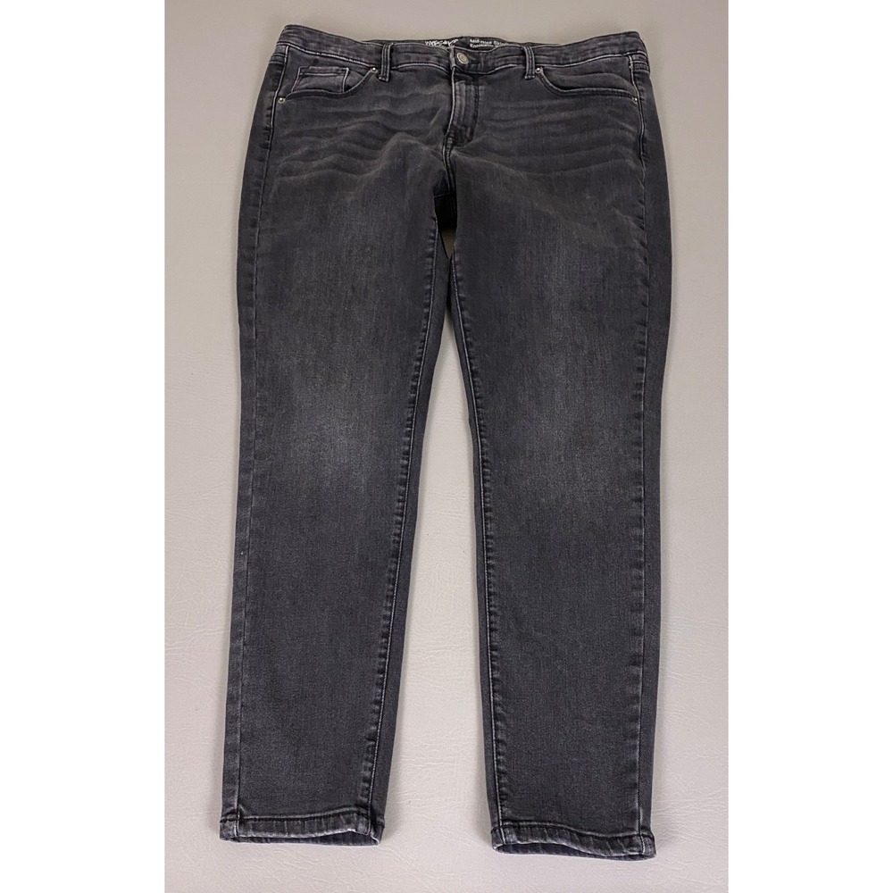 Mossimo Skinny Jeans Women's Size 16 Short Mid-Rise Faded Black Power Stretch